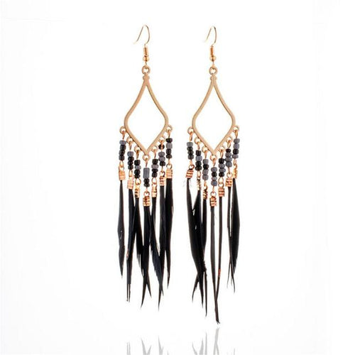 Load image into Gallery viewer, Tassels Feather Earrings