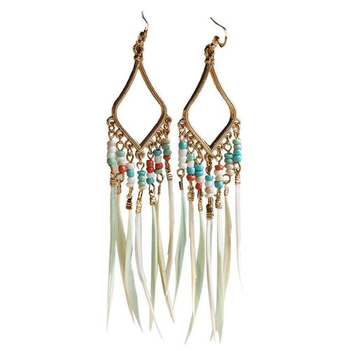 Load image into Gallery viewer, Tassels Feather Earrings