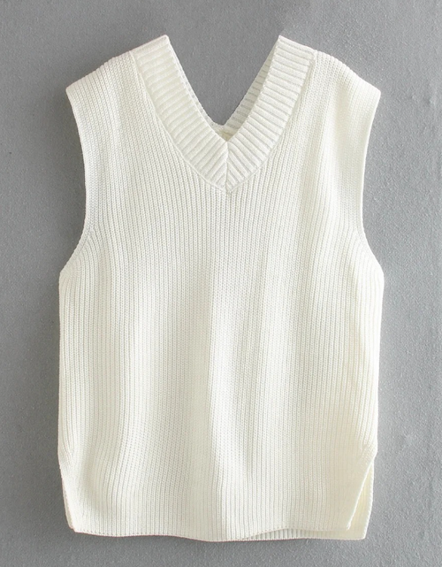 Load image into Gallery viewer, V-neck Knitted Sleeveless Vest