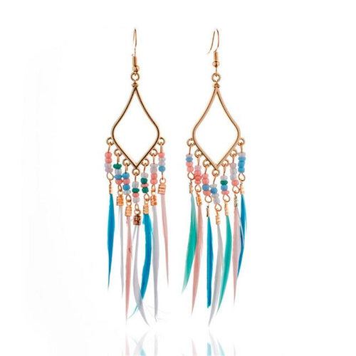 Load image into Gallery viewer, Tassels Feather Earrings
