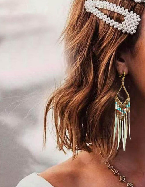 Load image into Gallery viewer, Tassels Feather Earrings