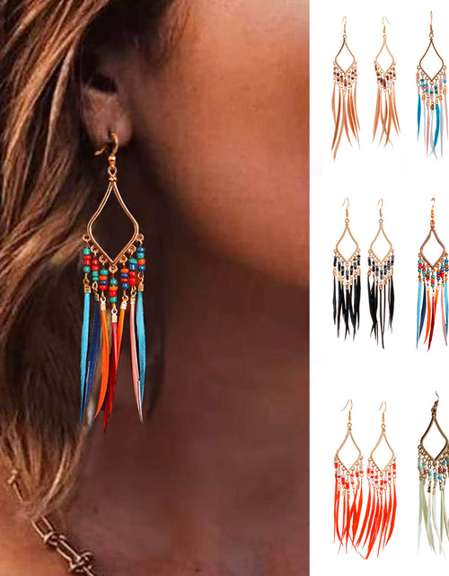 Load image into Gallery viewer, Tassels Feather Earrings