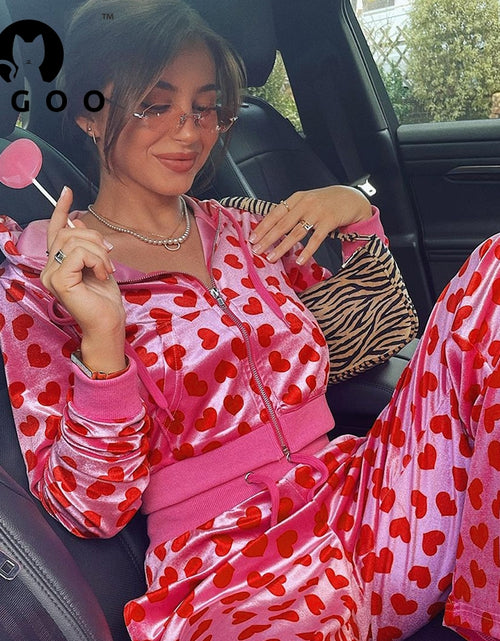 Load image into Gallery viewer, 2pc Set Love Printed Hooded Cardigan