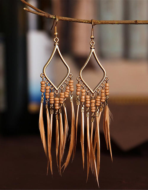 Load image into Gallery viewer, Tassels Feather Earrings