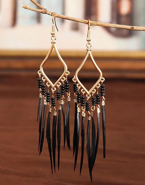 Load image into Gallery viewer, Tassels Feather Earrings