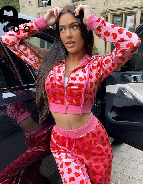 Load image into Gallery viewer, 2pc Set Love Printed Hooded Cardigan