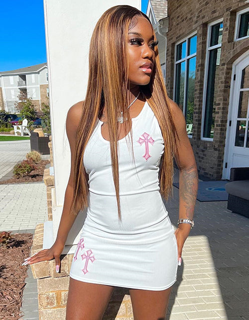 Load image into Gallery viewer, Cross Spliced Square Collar Dress